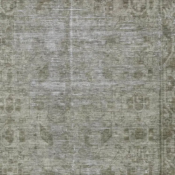 10' X 14' Taupe Oriental Washable Indoor Outdoor Area Rug