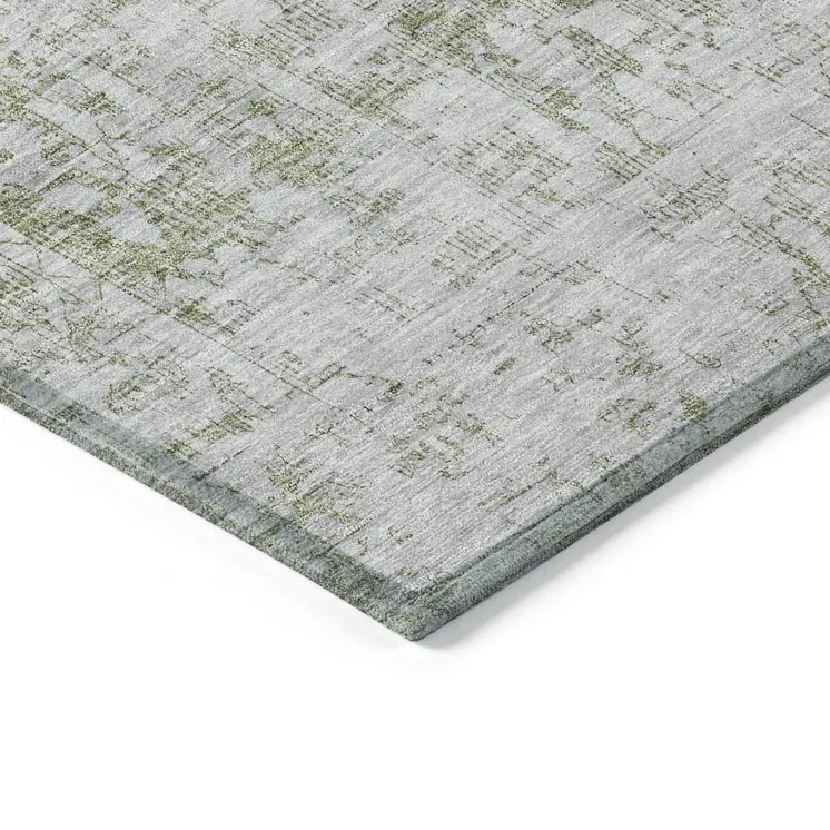 8' X 10' Artichoke Green Oriental Washable Indoor Outdoor Area Rug