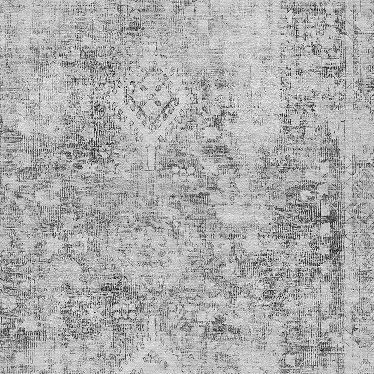 8' X 10' Charcoal Oriental Washable Indoor Outdoor Area Rug