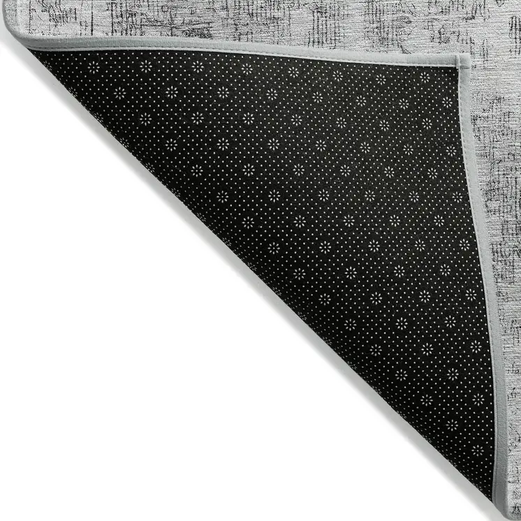 9' X 12' Charcoal Oriental Washable Indoor Outdoor Area Rug