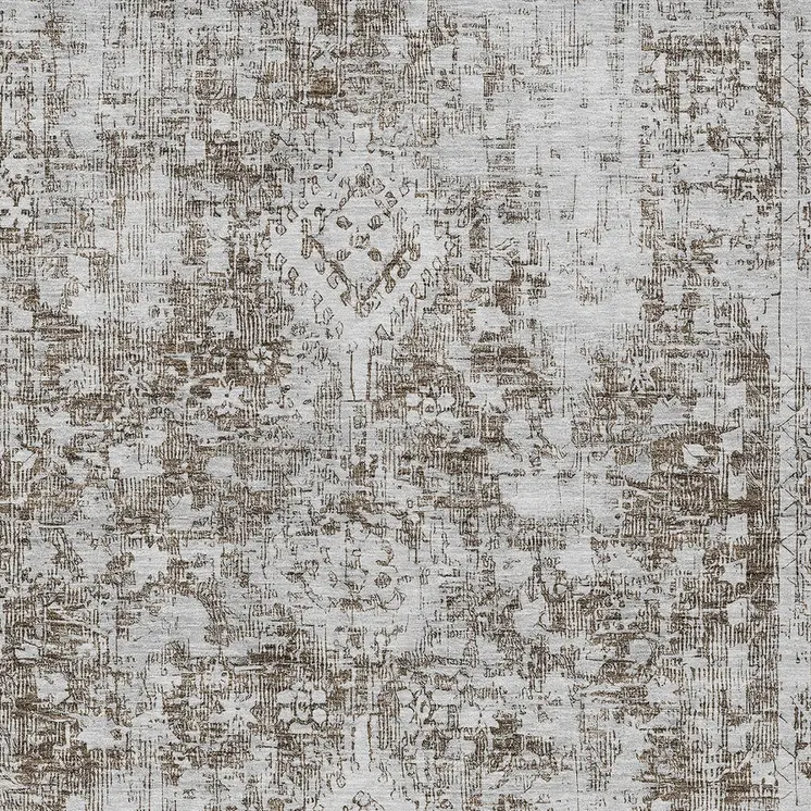 5' X 8' Chocolate Oriental Washable Indoor Outdoor Area Rug