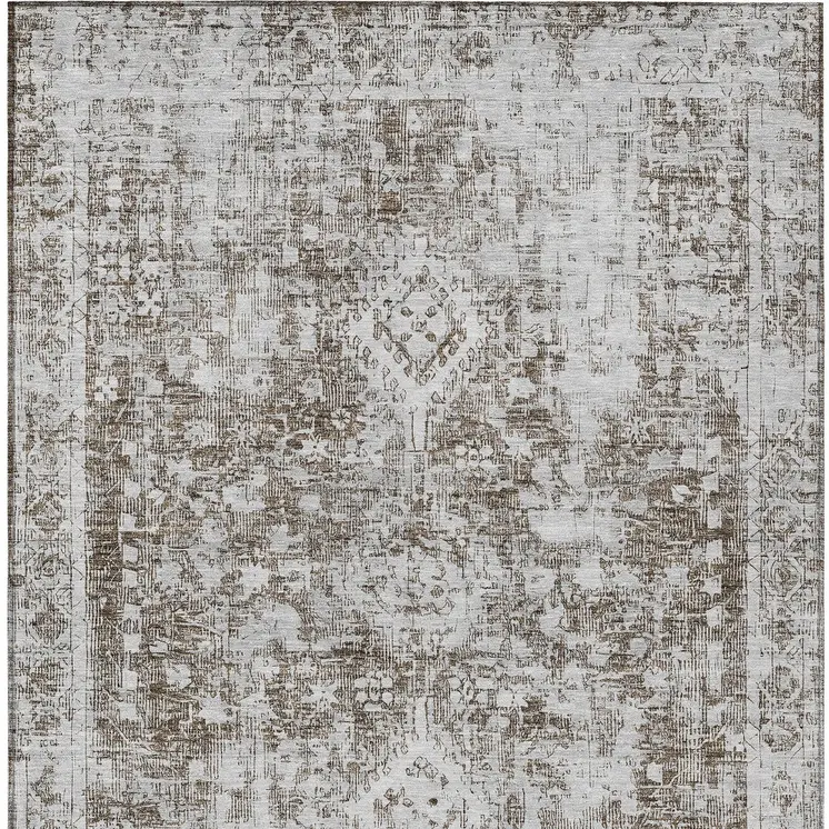 10' X 14' Chocolate Oriental Washable Indoor Outdoor Area Rug