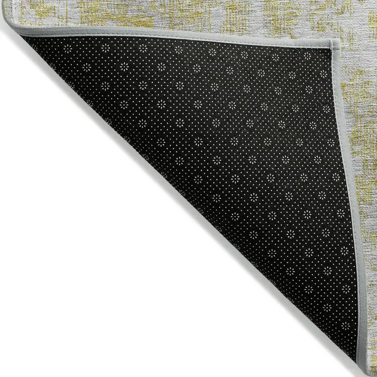 5' X 8' Gold Oriental Washable Indoor Outdoor Area Rug