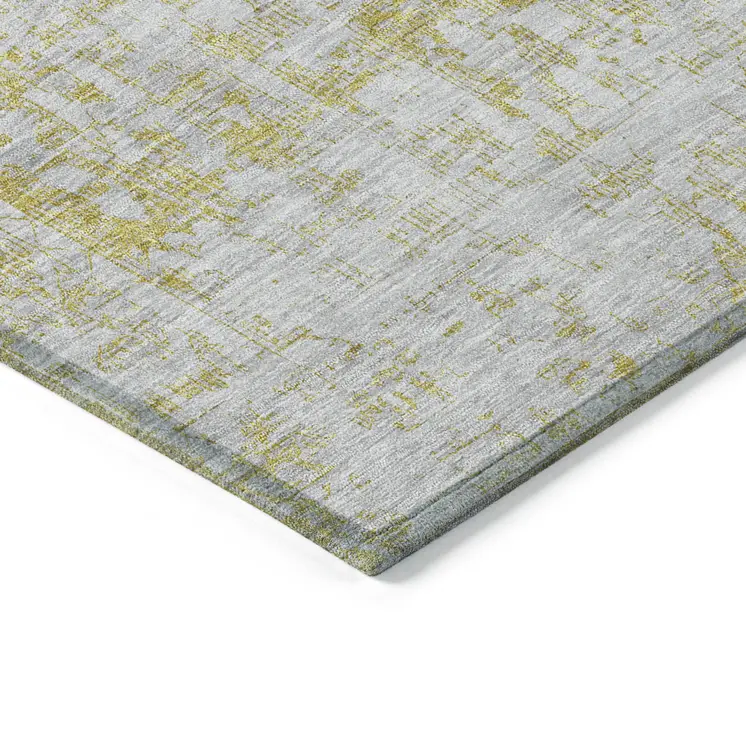 5' X 8' Gold Oriental Washable Indoor Outdoor Area Rug