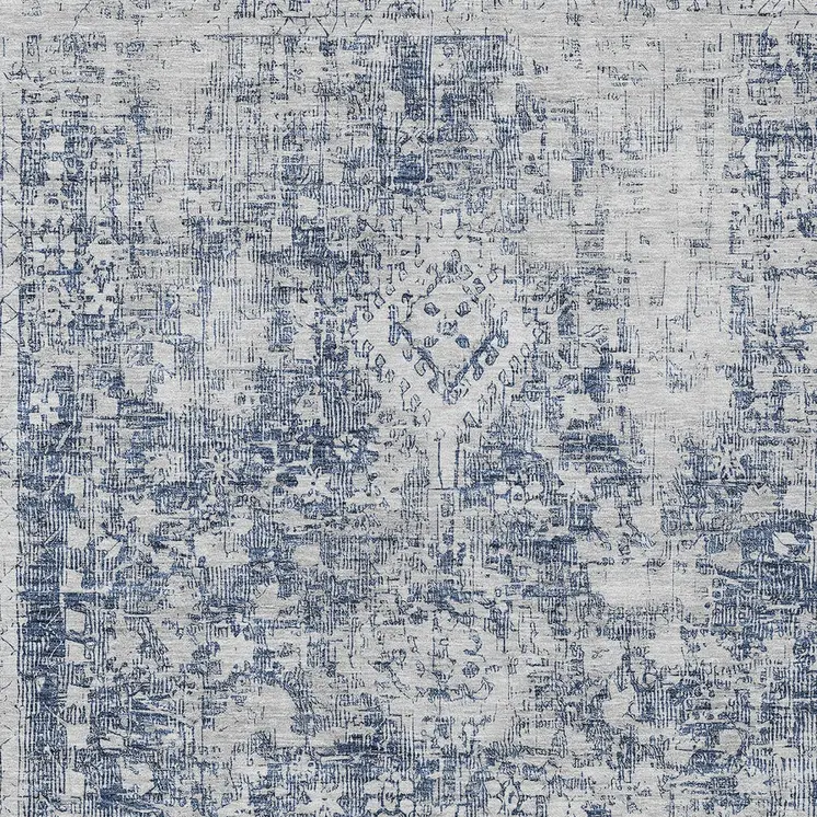 10' X 14' Navy Blue Oriental Washable Indoor Outdoor Area Rug