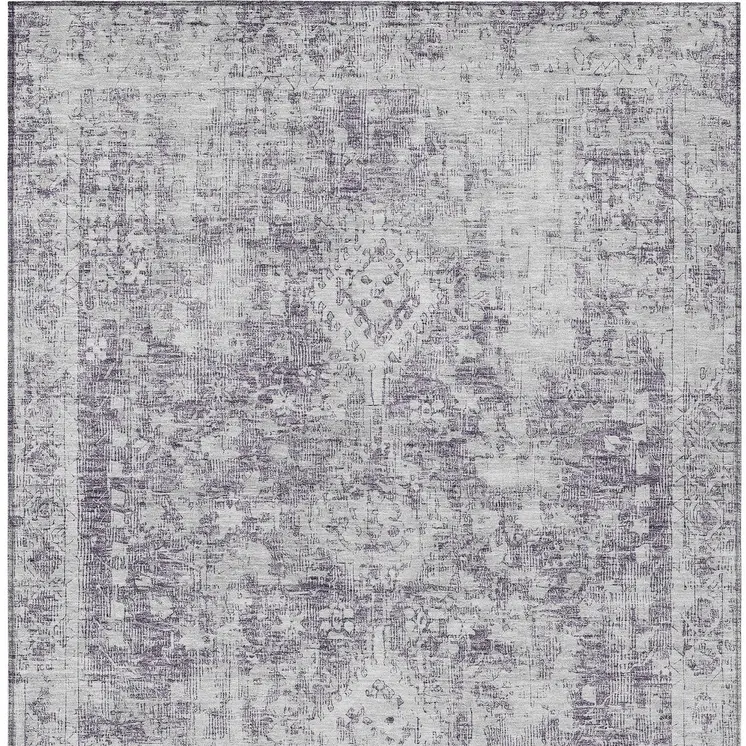 8' X 10' Plum Oriental Washable Indoor Outdoor Area Rug