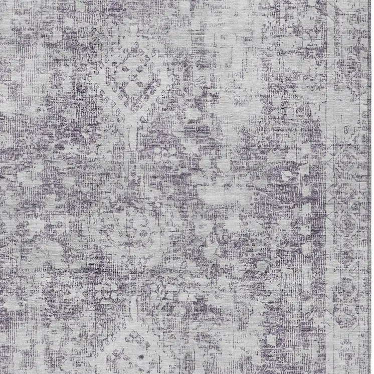 9' X 12' Plum Oriental Washable Indoor Outdoor Area Rug