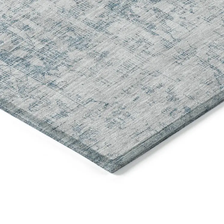 5' X 8' Sky Blue Oriental Washable Indoor Outdoor Area Rug