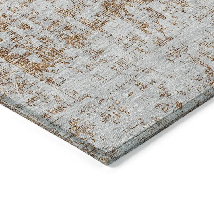 5' X 8' Terra Cotta Oriental Washable Indoor Outdoor Area Rug