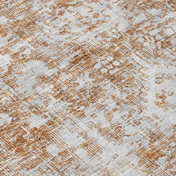 8' Terra Cotta Round Oriental Washable Indoor Outdoor Area Rug