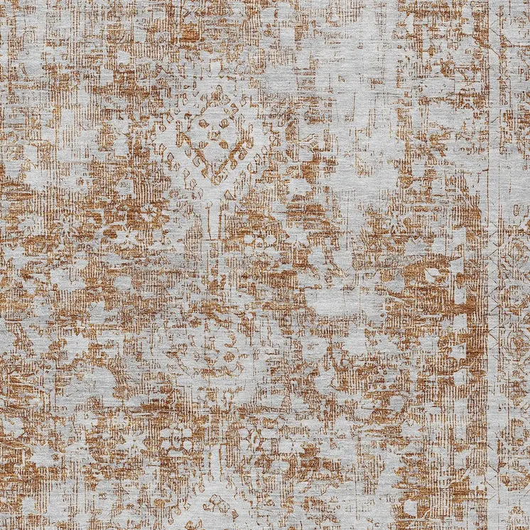 9' X 12' Terra Cotta Oriental Washable Indoor Outdoor Area Rug