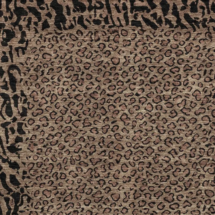 5' X 8' Brown Animal Print Washable Indoor Outdoor Area Rug