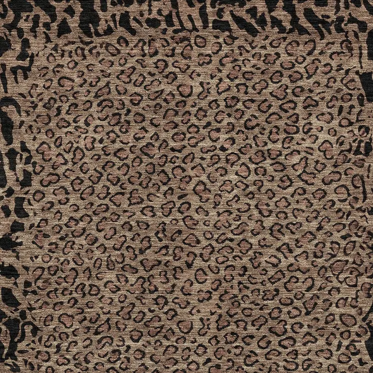 8' X 10' Brown Animal Print Washable Indoor Outdoor Area Rug