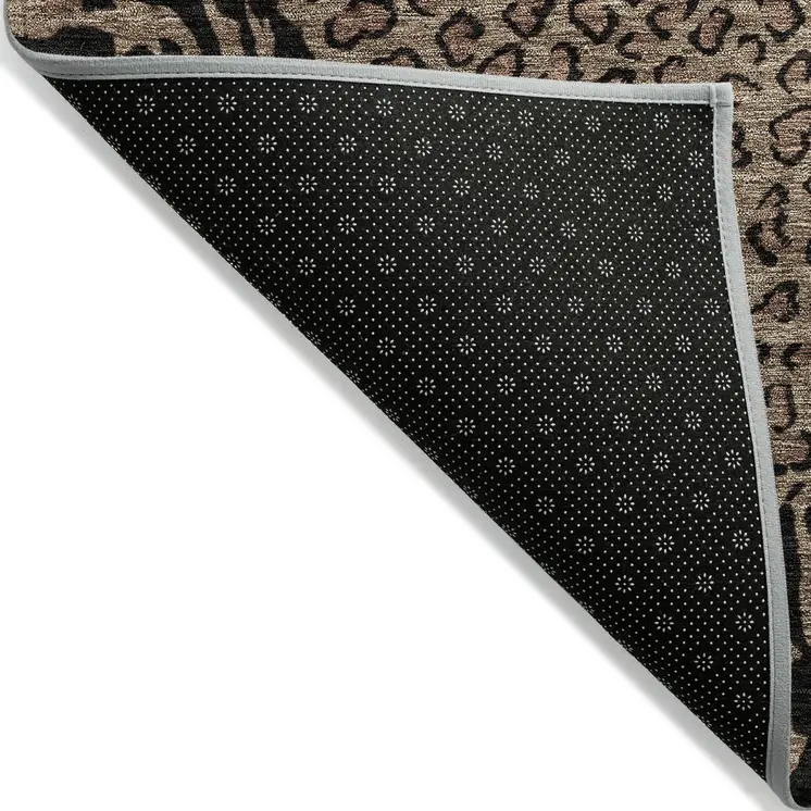 9' X 12' Brown Animal Print Washable Indoor Outdoor Area Rug