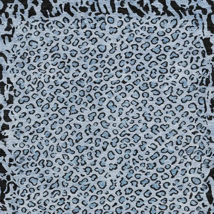 3' X 5' Blue Animal Print Washable Indoor Outdoor Area Rug