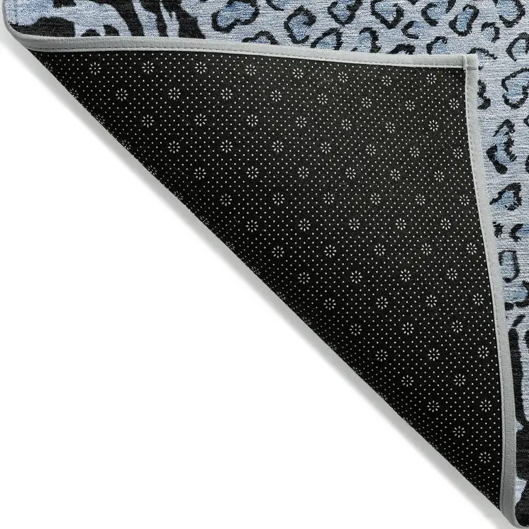 3' X 5' Blue Animal Print Washable Indoor Outdoor Area Rug