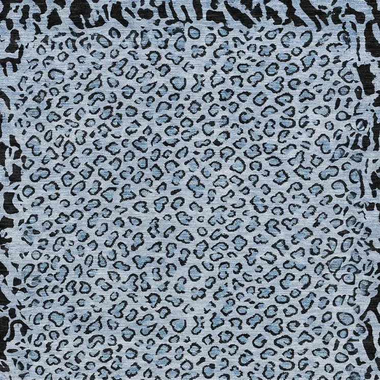 8' X 10' Blue Animal Print Washable Indoor Outdoor Area Rug