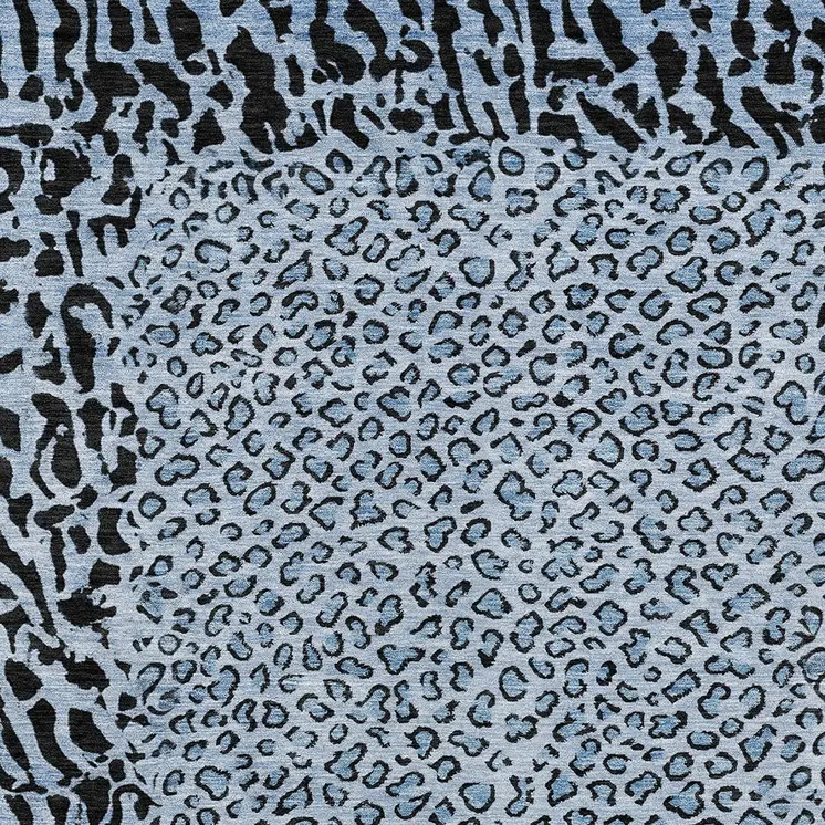 10' X 14' Blue Animal Print Washable Indoor Outdoor Area Rug