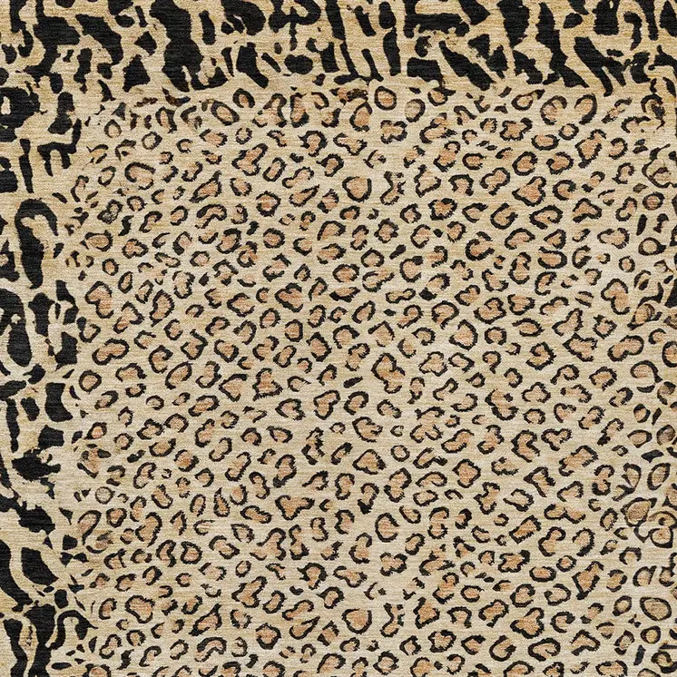 3' X 5' Gold Animal Print Washable Indoor Outdoor Area Rug