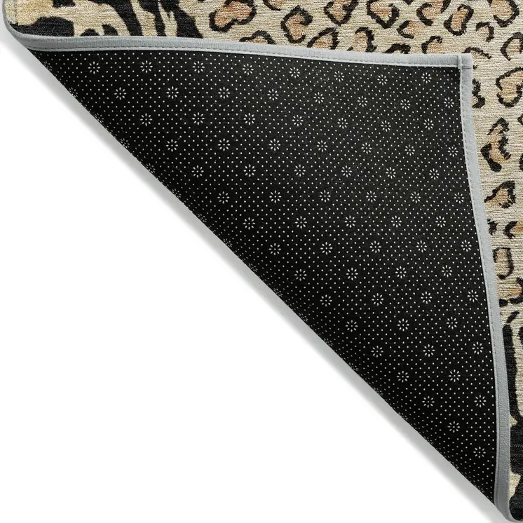 10' X 14' Gold Animal Print Washable Indoor Outdoor Area Rug