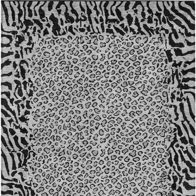 8' X 10' Gray Animal Print Washable Indoor Outdoor Area Rug