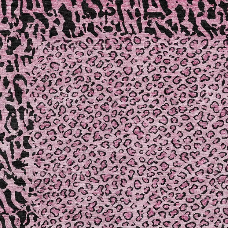5' X 8' Pink Animal Print Washable Indoor Outdoor Area Rug