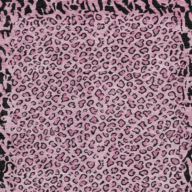 8' X 10' Pink Animal Print Washable Indoor Outdoor Area Rug