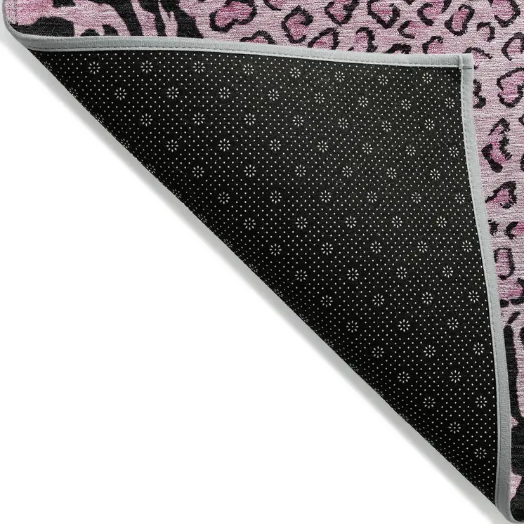 10' X 14' Pink Animal Print Washable Indoor Outdoor Area Rug
