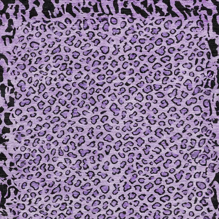 3' X 5' Purple Animal Print Washable Indoor Outdoor Area Rug