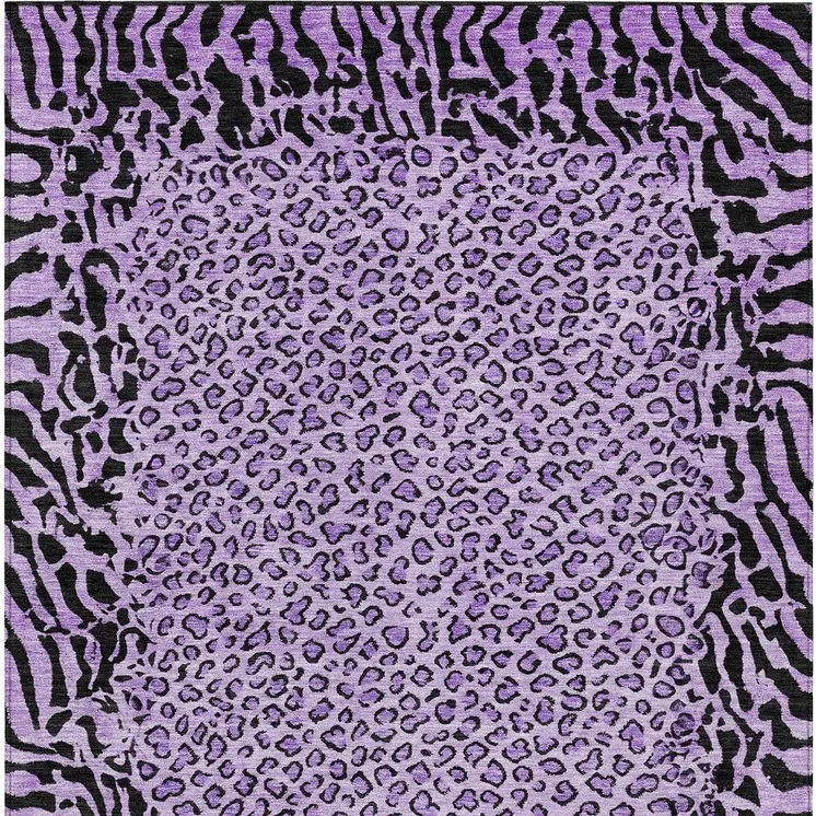 3' X 5' Purple Animal Print Washable Indoor Outdoor Area Rug