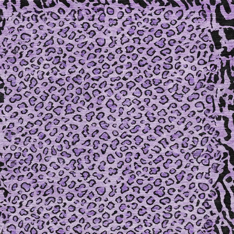 5' X 8' Purple Animal Print Washable Indoor Outdoor Area Rug