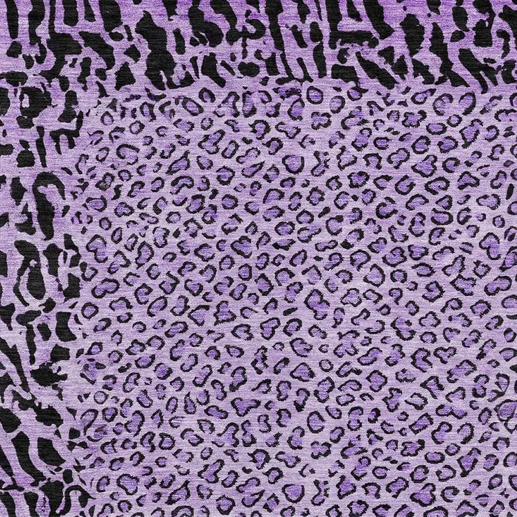 10' X 14' Purple Animal Print Washable Indoor Outdoor Area Rug