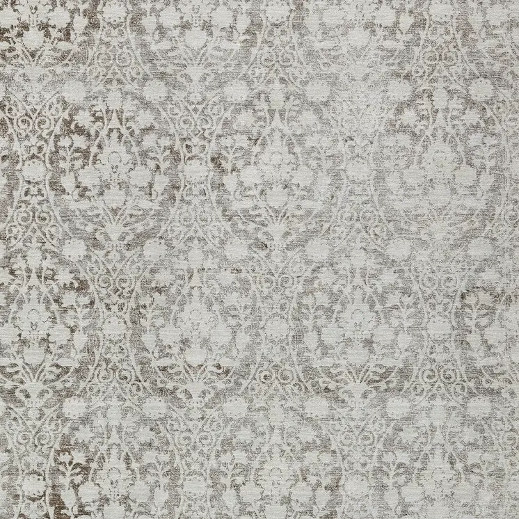 8' X 10' Chocolate Damask Washable Indoor Outdoor Area Rug
