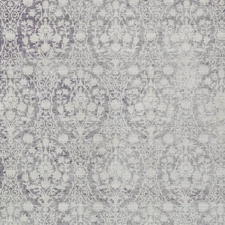 5' X 8' Plum Damask Washable Indoor Outdoor Area Rug