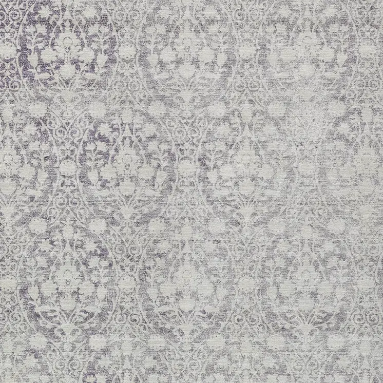 9' X 12' Plum Damask Washable Indoor Outdoor Area Rug