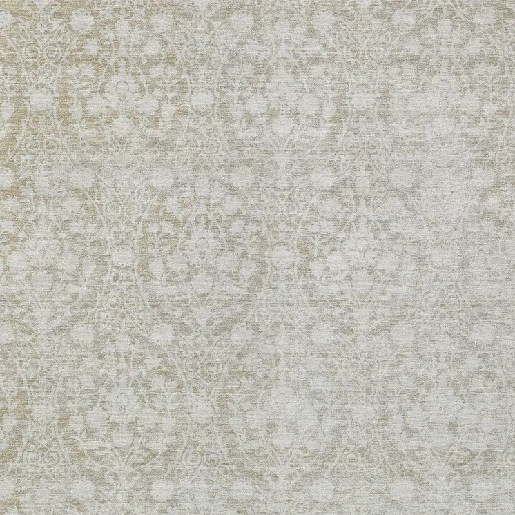 10' X 14' Tan Damask Washable Indoor Outdoor Area Rug