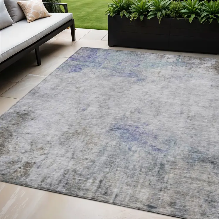 5' X 8' Brown Abstract Washable Indoor Outdoor Area Rug