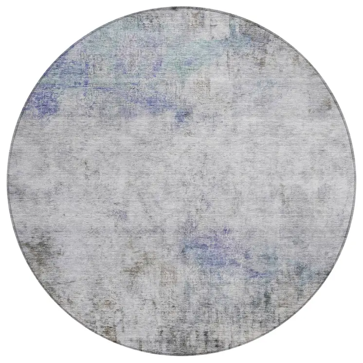 8' Brown Round Abstract Washable Indoor Outdoor Area Rug