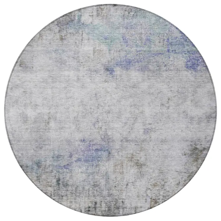 8' Brown Round Abstract Washable Indoor Outdoor Area Rug