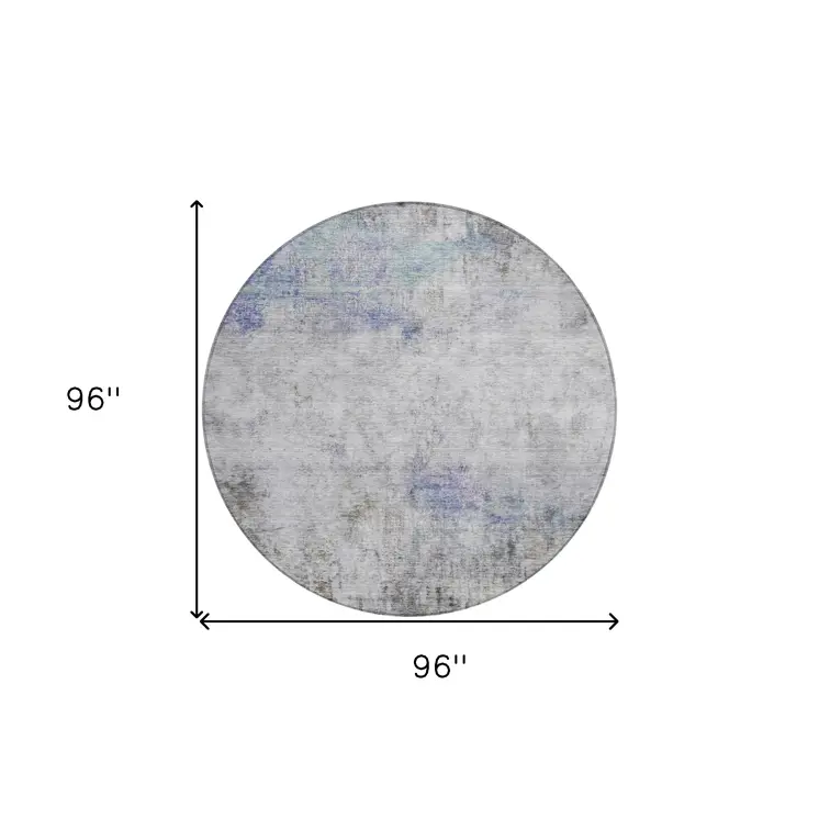 8' Brown Round Abstract Washable Indoor Outdoor Area Rug