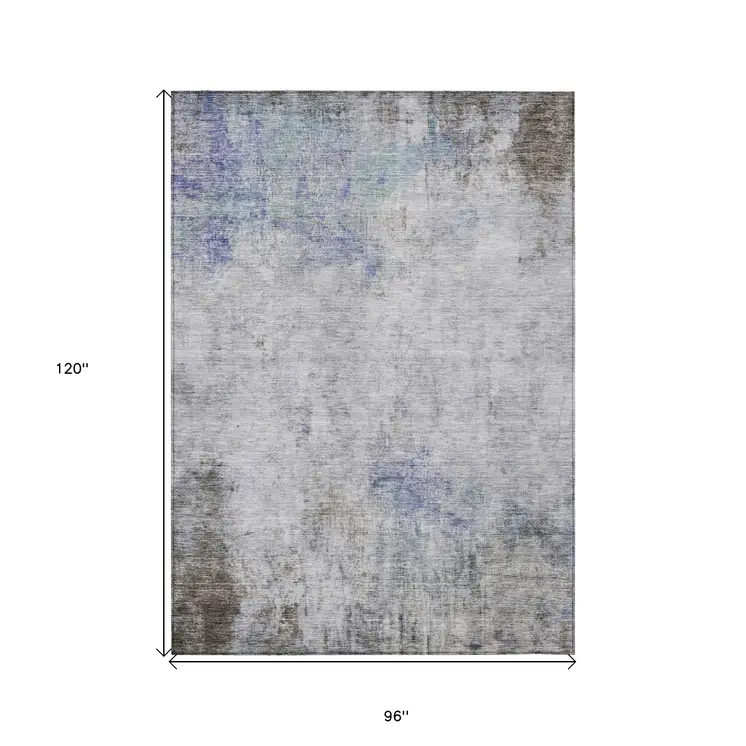 8' X 10' Brown Abstract Washable Indoor Outdoor Area Rug