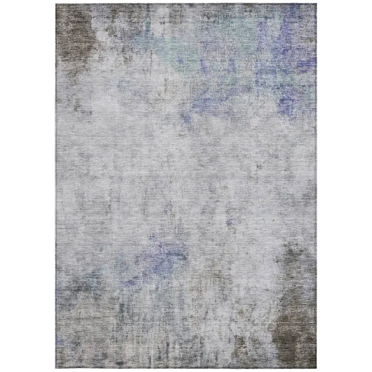 10' X 14' Brown Abstract Washable Indoor Outdoor Area Rug