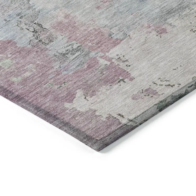 9' X 12' Blue Abstract Washable Indoor Outdoor Area Rug