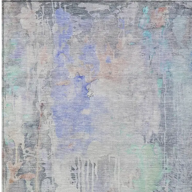 5' X 8' Purple Abstract Washable Indoor Outdoor Area Rug