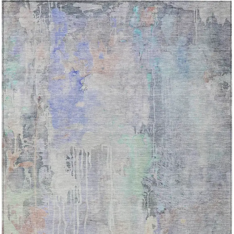 8' X 10' Purple Abstract Washable Indoor Outdoor Area Rug