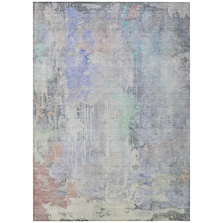 8' X 10' Purple Abstract Washable Indoor Outdoor Area Rug