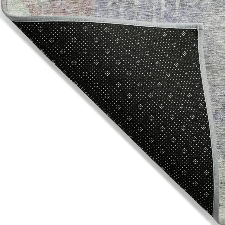 8' X 10' Purple Abstract Washable Indoor Outdoor Area Rug