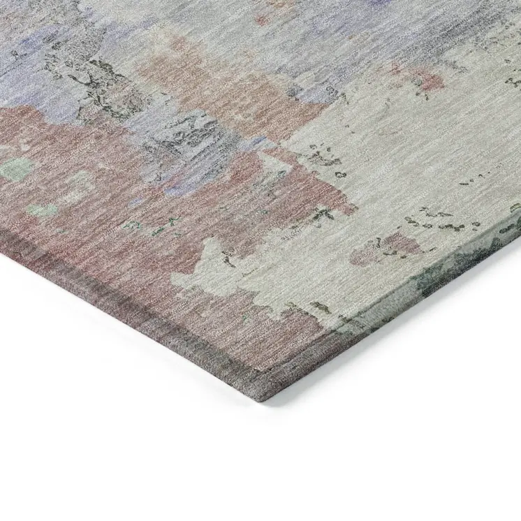 8' X 10' Purple Abstract Washable Indoor Outdoor Area Rug
