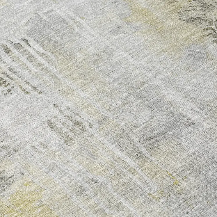 8' Silver Round Abstract Washable Indoor Outdoor Area Rug