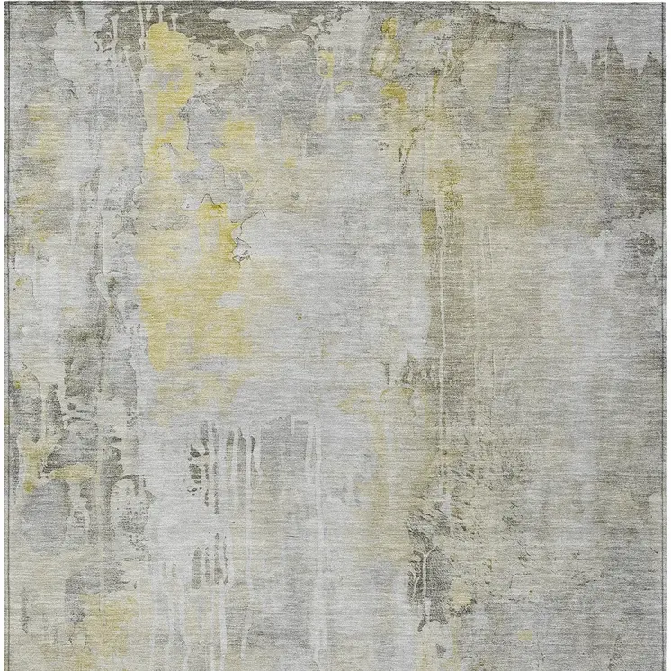 9' X 12' Silver Abstract Washable Indoor Outdoor Area Rug
